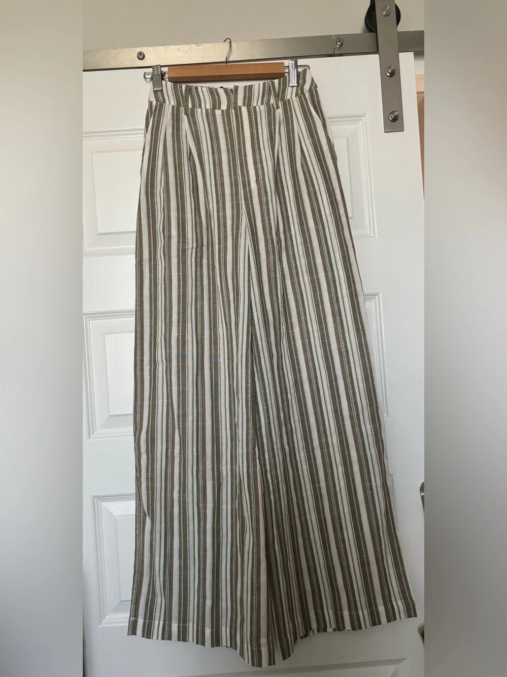 Commense Linen & Cotton Mid-Waist Striped Wide-Leg Pants - Picture 3 of 4